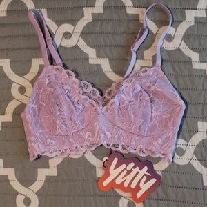 Yitty Smoothing Lace Plunge Bralette Lavender / Lilac / Light Purple Size 4